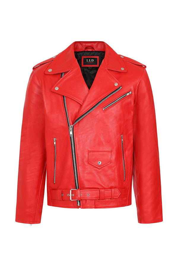 Men's Genuine Classic Leather Biker Jacket - FONZY - London Leathers Direct
